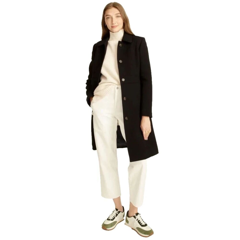 J.Crew Classic Lady Day Coat in Black Italian Doublecloth Wool Thinsulate 6P